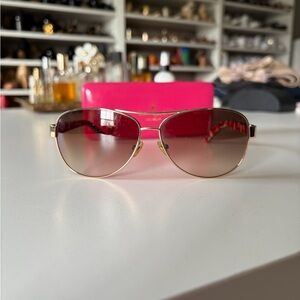Kate Spade Gold Sunglasses with Red Gradient Lenses